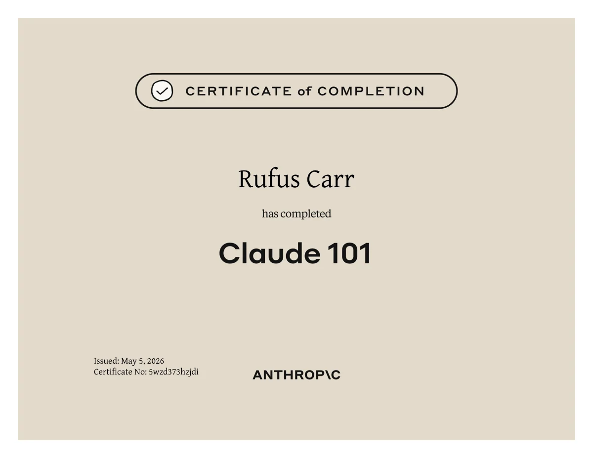Claude 101 certificate