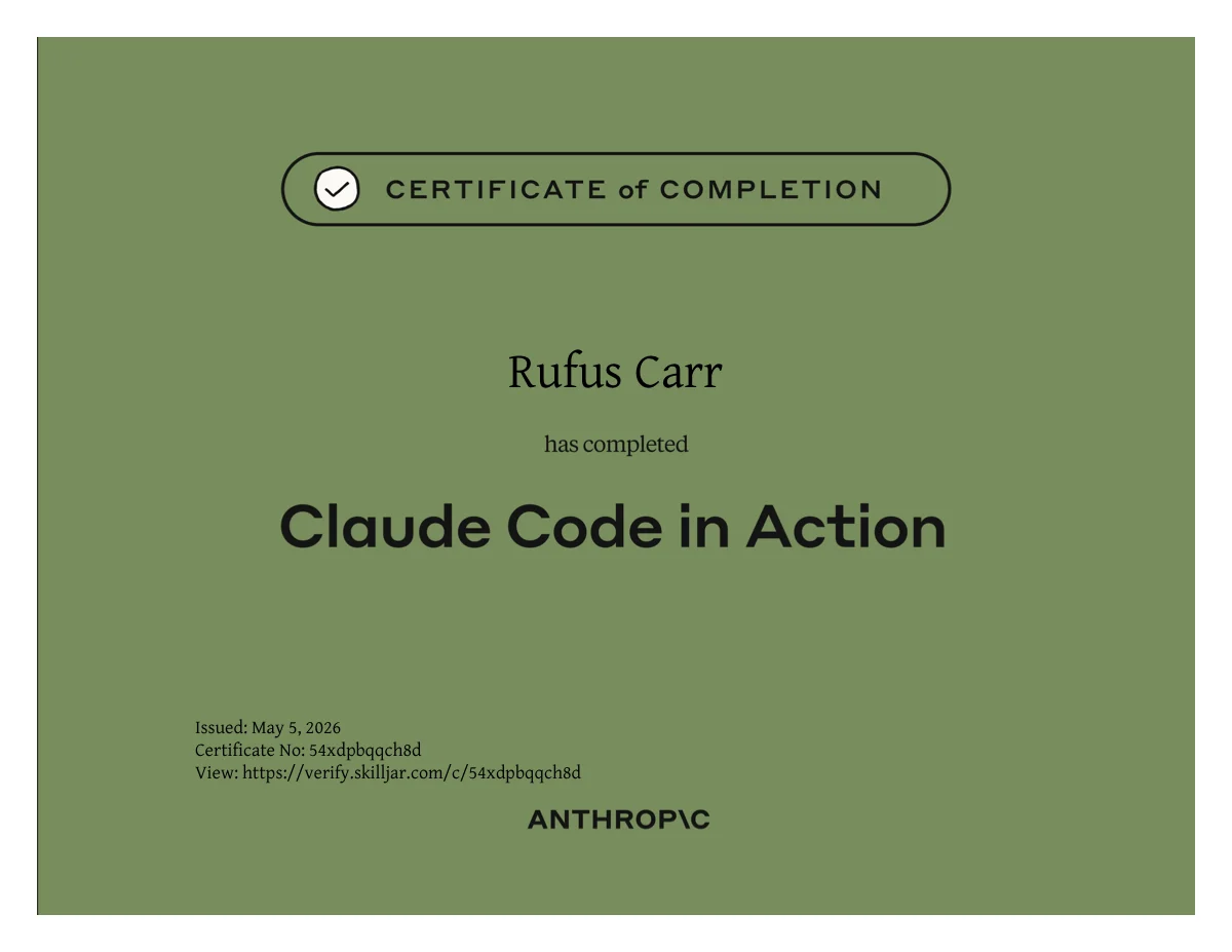 Claude Code in Action certificate